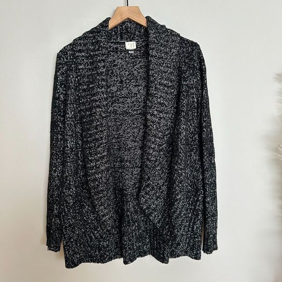 A New Day Marled Black Rounded Shawl Cardigan - Picture 1 of 7